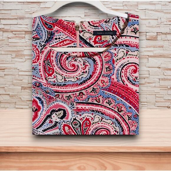 Tommy Hilfiger Red and Blue Paisley Midi Dress - Picture 3 of 4